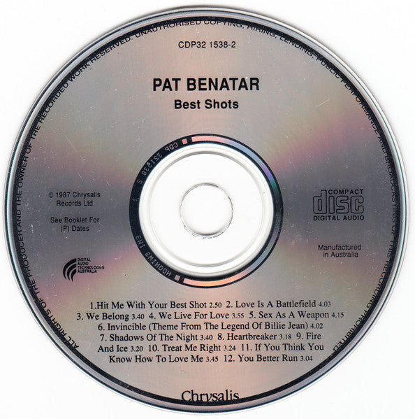 Pat Benatar : Best Shots (CD, Comp, RE)