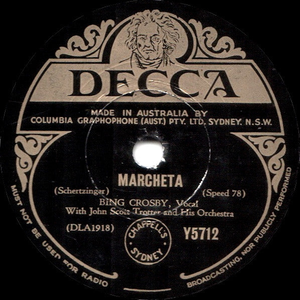 Bing Crosby : Marcheta / Lullaby (Shellac, 10", 1st)