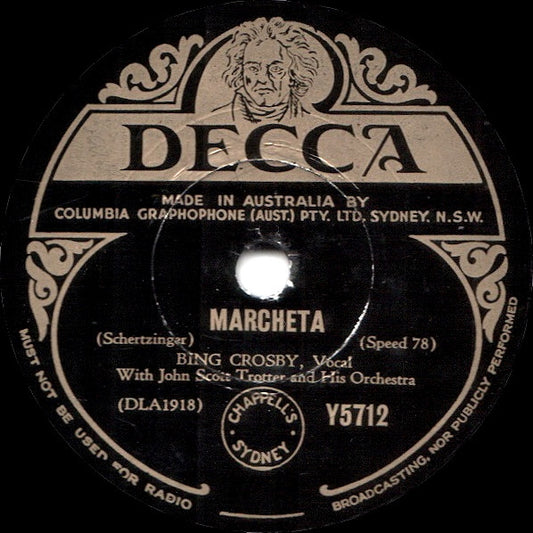 Bing Crosby : Marcheta / Lullaby (Shellac, 10", 1st)