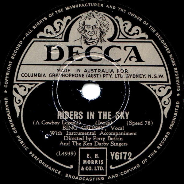 Bing Crosby : Riders In The Sky / If You Stub Your Toe On The Moon (Shellac, 10")