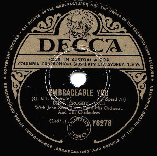 Bing Crosby : Embraceable You / Harbour Lights (Shellac, 10")