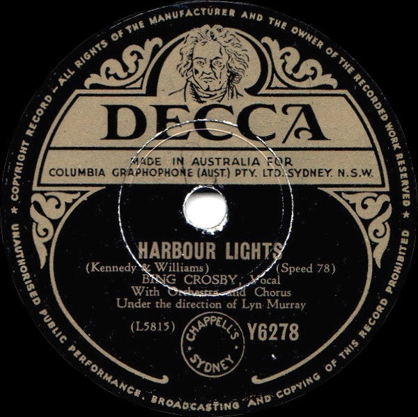 Bing Crosby : Embraceable You / Harbour Lights (Shellac, 10")