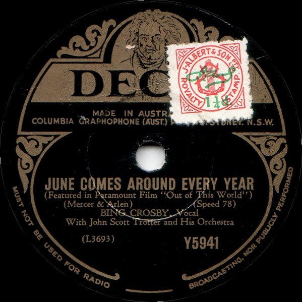 Bing Crosby : Out Of This World / June Comes Around Every Year (Shellac, 10")