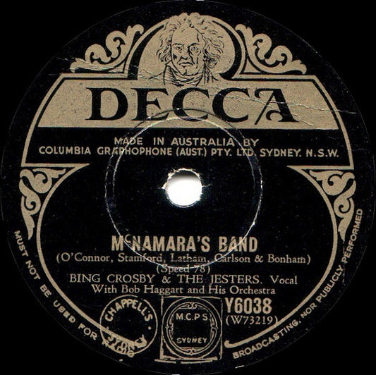 Bing Crosby And The Jesters With Bob Haggart And His Orchestra : MacNamara's Band / Dear Old Donegal (Shellac, 10")