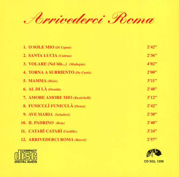 Unknown Artist : Arrivederci Roma (CD)