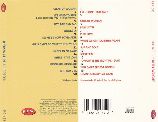 Betty Wright : The Best Of Betty Wright (CD, Comp)