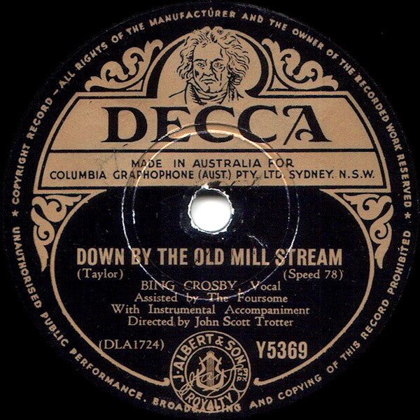 Bing Crosby : Down By The Old Mill Stream / Little Sir Echo (Shellac, 10", RP)