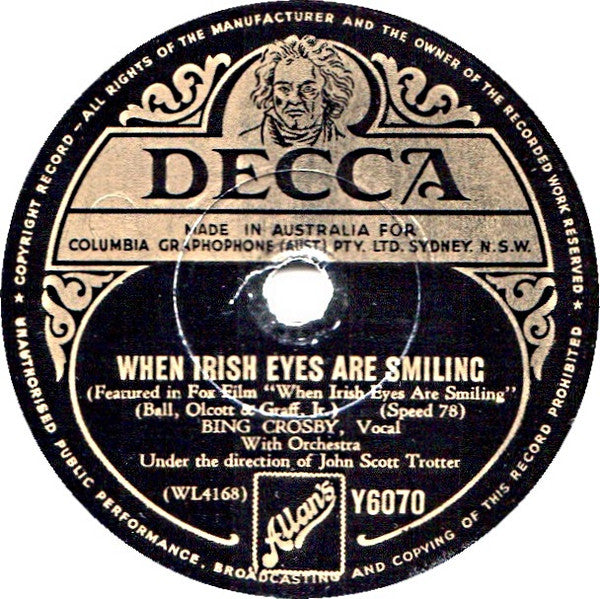 Bing Crosby : When Irish Eyes Are Smiling / It's The Same Old Shellelagh (Shellac, 10", RP)