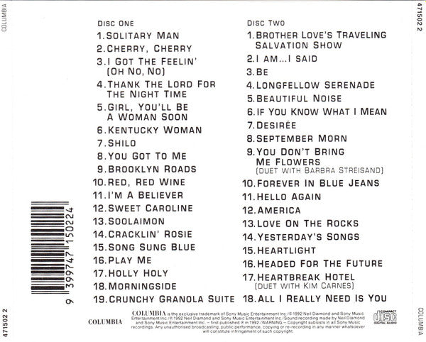 Neil Diamond : The Greatest Hits 1966-1992 (2xCD, Comp)