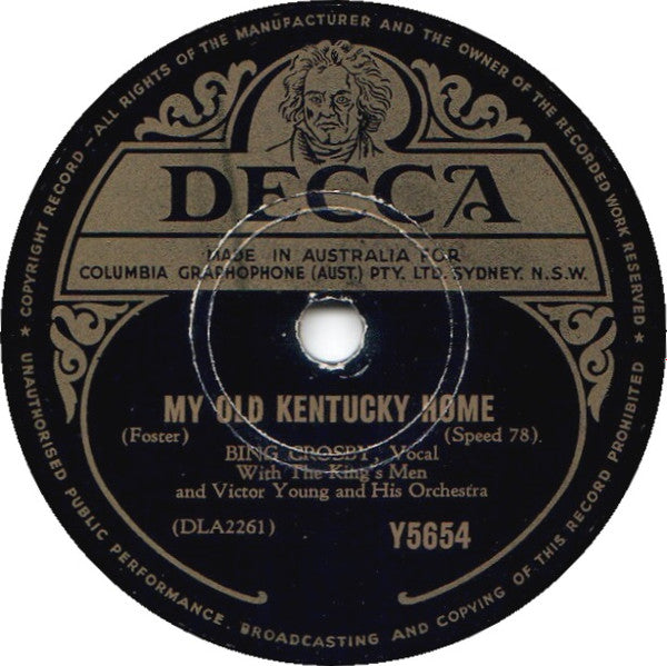 Bing Crosby : My Old Kentucky Home / It Makes No Difference Now (Shellac, 10", RP)