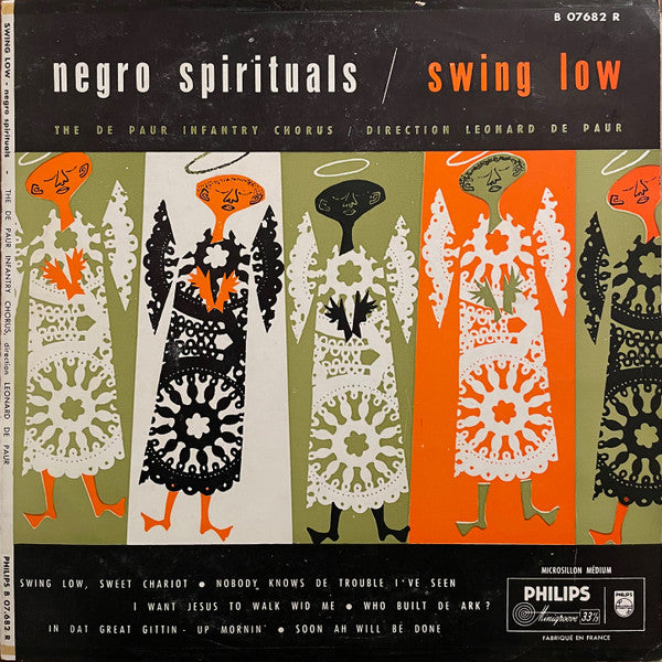 The De Paur Infantry Chorus* / Direction Leonard De Paur : Negro Spirituals / Swing Low  (10", Album, Mono)