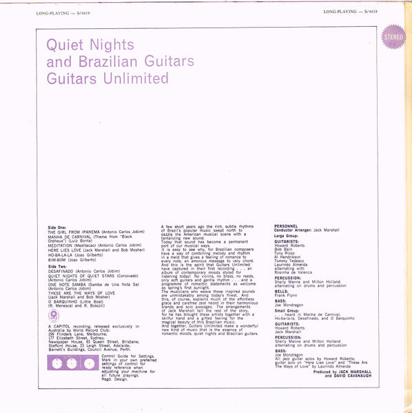 Guitars Unlimited (3) : Quiet Nights And Brazilian Guitars (LP, Album, Club)