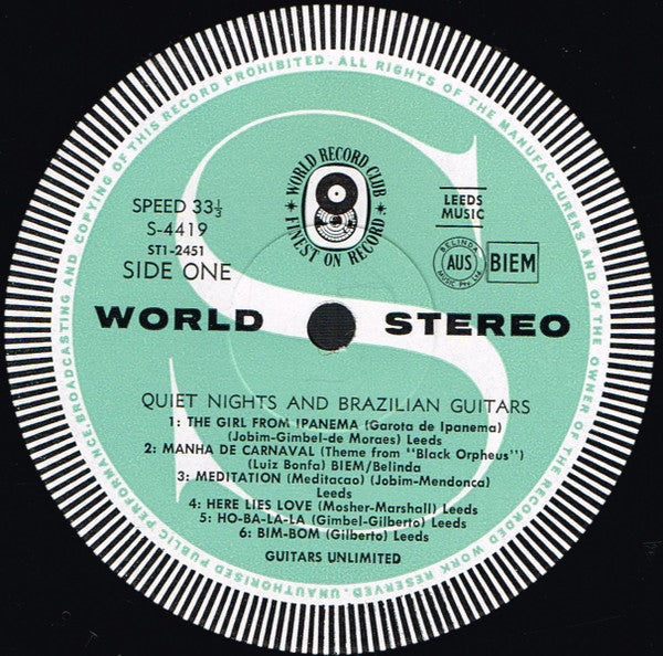 Guitars Unlimited (3) : Quiet Nights And Brazilian Guitars (LP, Album, Club)
