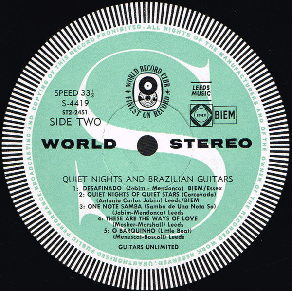 Guitars Unlimited (3) : Quiet Nights And Brazilian Guitars (LP, Album, Club)