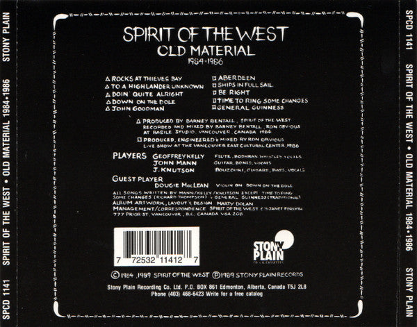 Spirit Of The West : Old Material 1984-1986 (CD, Album, RP)