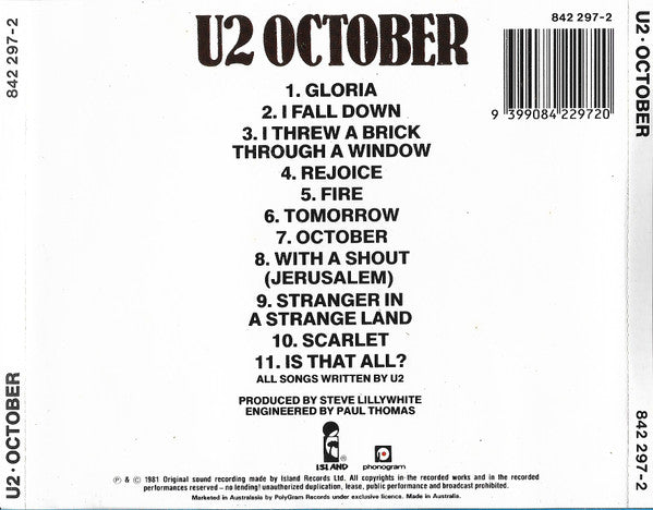 U2 : October (CD, Album, RE, Dis)