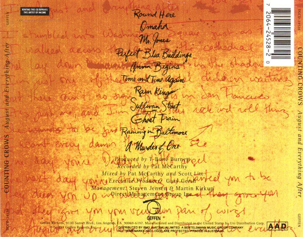 Counting Crows : August And Everything After (CD, Album)