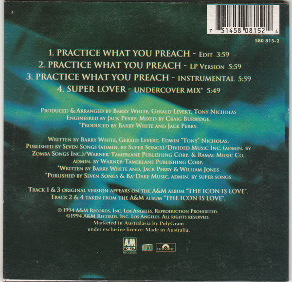 Barry White : Practice What You Preach (CD, Single, Car)