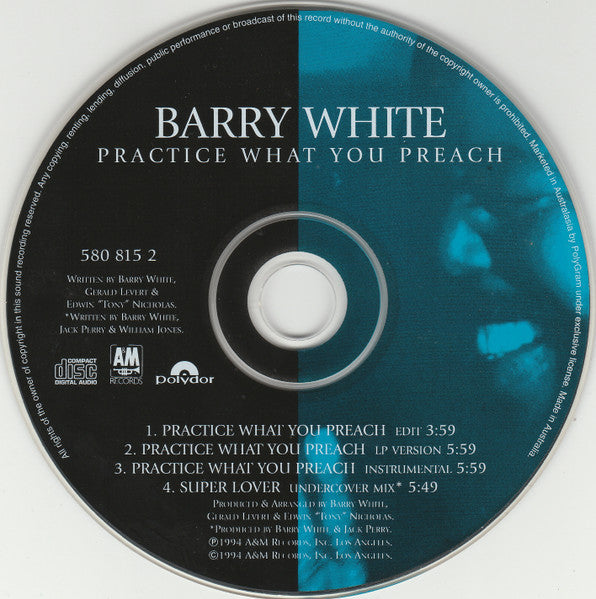 Barry White : Practice What You Preach (CD, Single, Car)