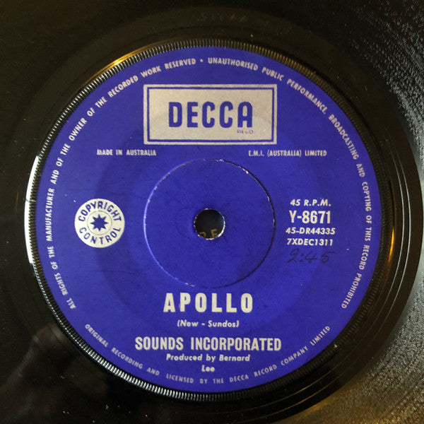 Sounds Incorporated : Warmth Of The Sun / Apollo (7", Single, Promo)