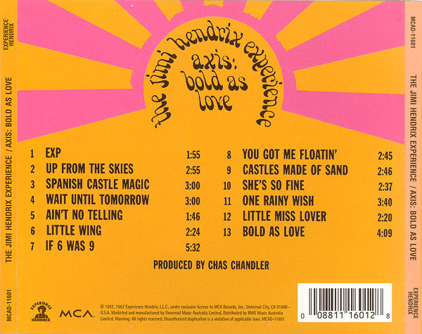 The Jimi Hendrix Experience : Axis: Bold As Love (CD, Album, RE, RM)