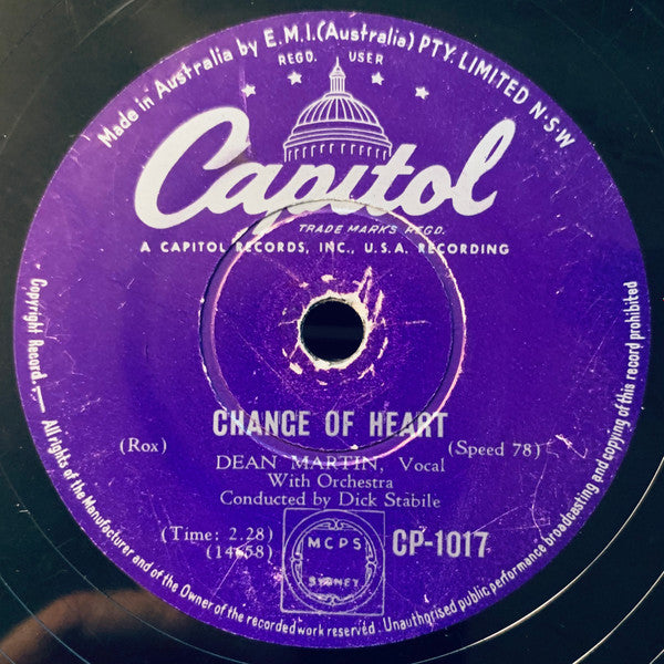 Dean Martin : Memories Are Made Of This / Change Of Heart (Shellac, 10")