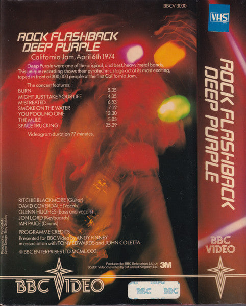 Deep Purple : Rock Flashback, California Jam April 6th 1974 (VHS, PAL)