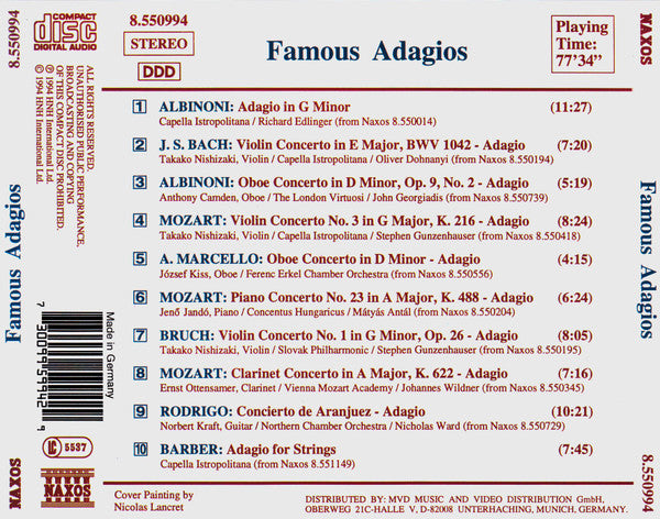 Various : Famous Adagios (CD, Comp)