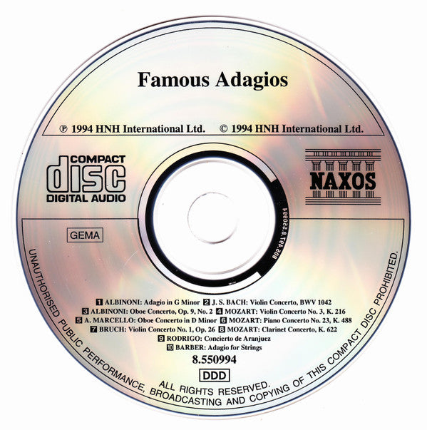 Various : Famous Adagios (CD, Comp)