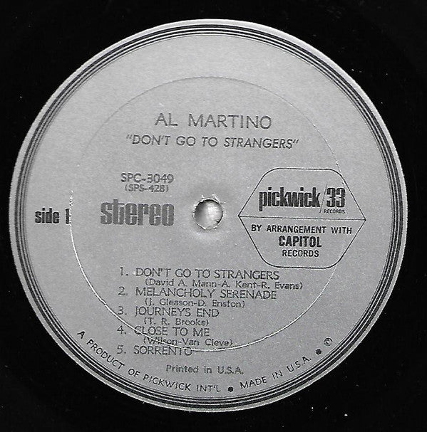 Al Martino : Don't Go To Strangers (LP, RE)