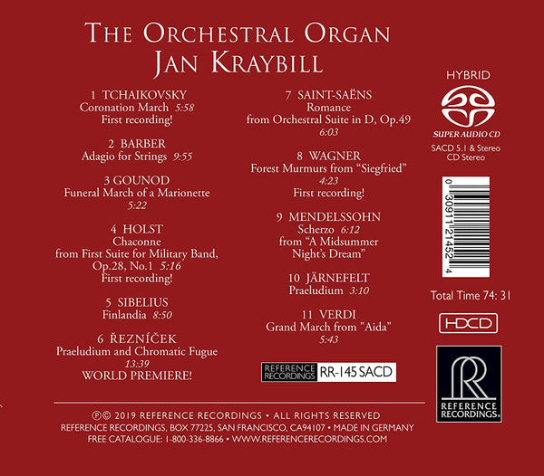 Jan Kraybill : The Orchestral Organ (SACD, Hybrid, Multichannel, Album)