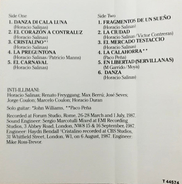 Inti-Illimani* - John Williams (7) - Paco Peña : Fragments Of A Dream (Cass, Album)