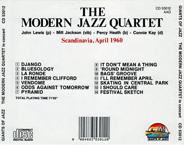 The Modern Jazz Quartet : Scandinavia, April 1960 (CD, Album)