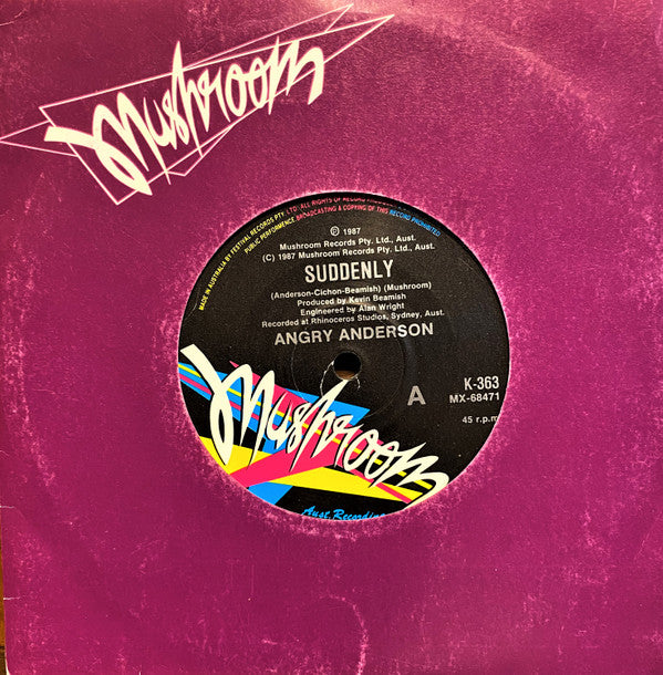 Angry Anderson : Suddenly (7", Single, Gen)
