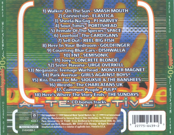 Various : Unstoppable 90s Alternative (CD, Comp)