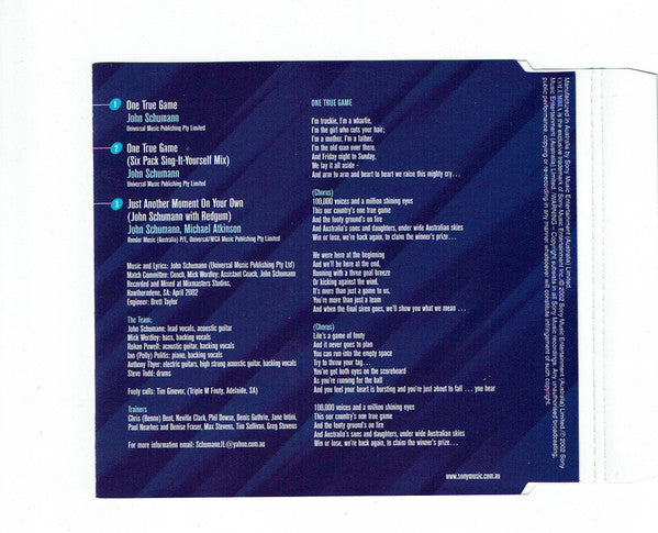 John Schumann : One True Game (CD, Single)