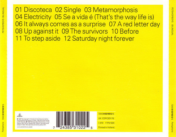 Pet Shop Boys : Bilingual (CD, Album)