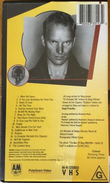 Sting : Fields Of Gold: The Best Of Sting 1984 - 1994 (VHS, Comp, PAL)