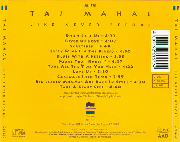 Taj Mahal : Like Never Before (CD, Album)