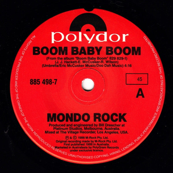 Mondo Rock : Boom Baby Boom (7", Single)