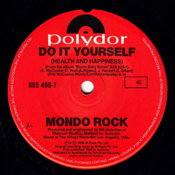 Mondo Rock : Boom Baby Boom (7", Single)