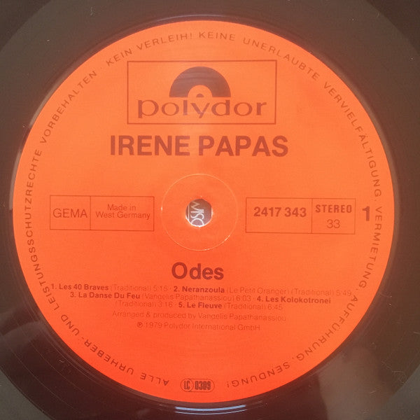Irene Papas : Odes (LP, Album)