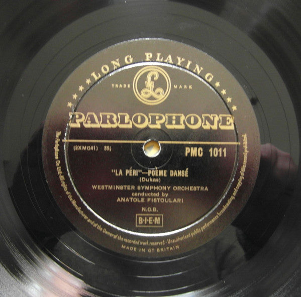 Paul Dukas / Vincent d'Indy - Anatole Fistoulari Conducting The Westminster Symphony Orchestra : La Péri / Istar (Symphonic Variations) / Fervaal - Prelude To Act I (LP, Mono)