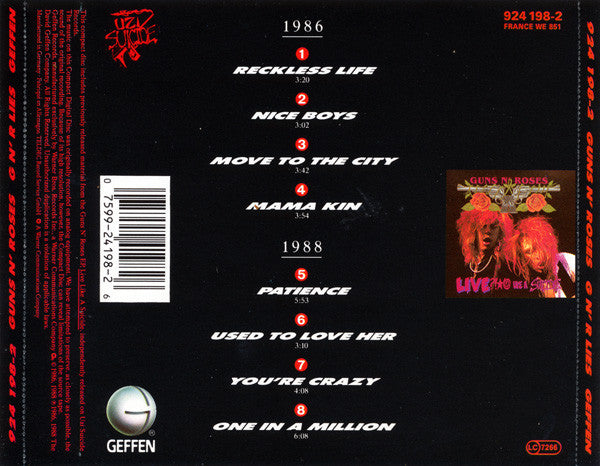 Guns N' Roses : G N' R Lies (CD, Album, RSA)