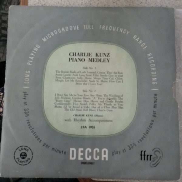 Charlie Kunz : Piano Medley No. 1 (10", Mic)