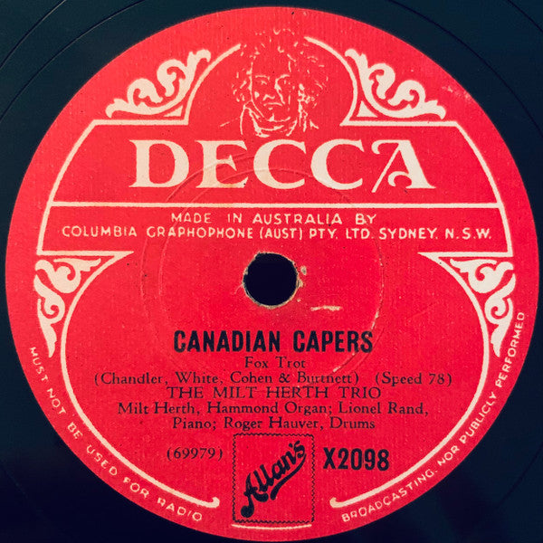 Milt Herth Trio : The Whistler's Mother-In-Law / Canadian Capers (Shellac, 10")