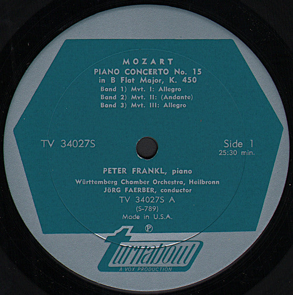 Mozart*, Peter Frankl, Württemberg Chamber Orchestra Heilbronn*, Jörg Faerber : Piano Concerto Nº 15 In B Flat Major, K. 450 / Piano Concerto Nº 11 In F Major, K. 413 (E.K. 387ª) (LP, Album)