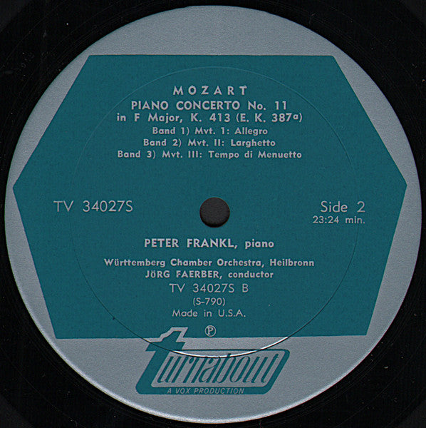 Mozart*, Peter Frankl, Württemberg Chamber Orchestra Heilbronn*, Jörg Faerber : Piano Concerto Nº 15 In B Flat Major, K. 450 / Piano Concerto Nº 11 In F Major, K. 413 (E.K. 387ª) (LP, Album)