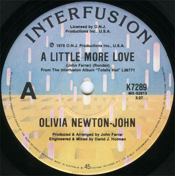 Olivia Newton-John : A Little More Love (7", Single)