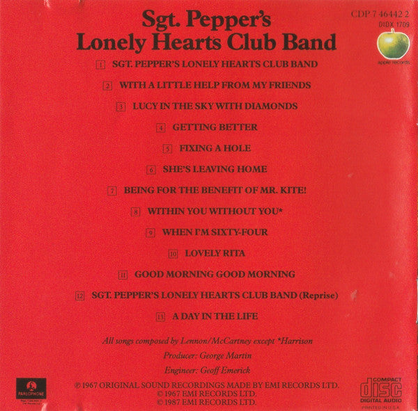 The Beatles : Sgt. Pepper's Lonely Hearts Club Band (CD, Album, RE)